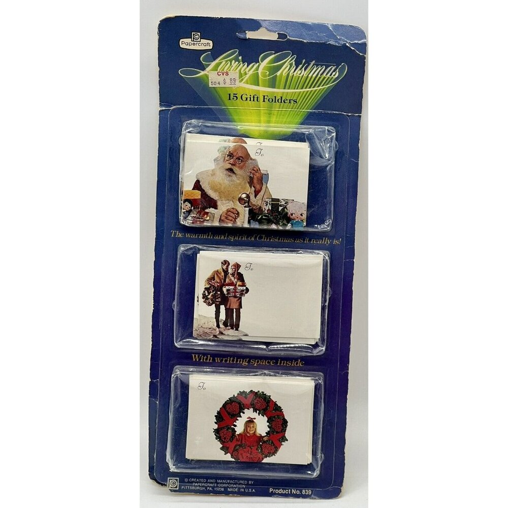 Papercraft  Living Christmas Vintage Deluxe Gift Folders‎ Tags 15 Santa Ephemera